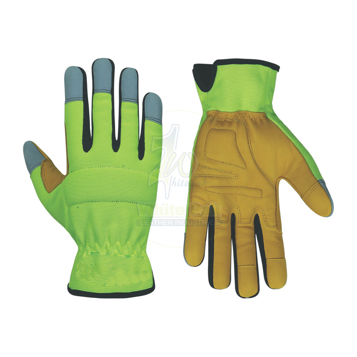 Leather Hi-Vis Mechanics Gloves